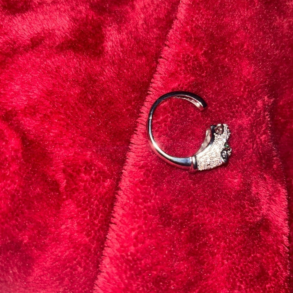 Vintage style Elegant Silver tone faux diamonds Panther Ring - Picture 6 of 14